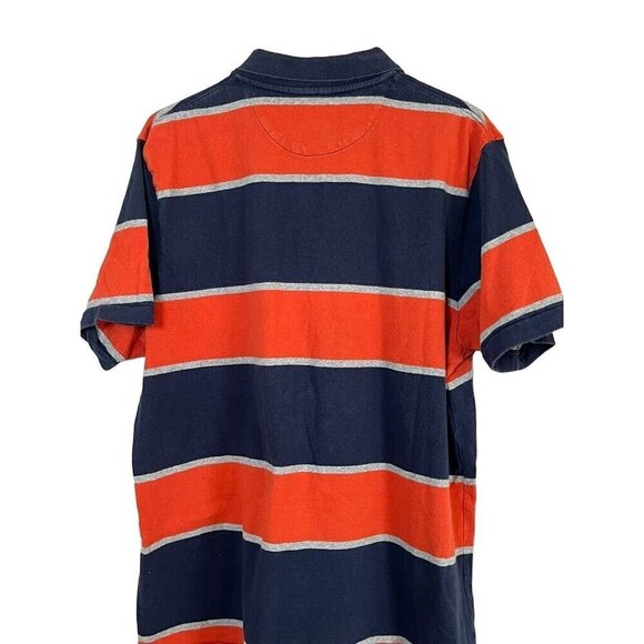 Y2K Striped American Eagle Shirt L Orange Rugby Polo Preppy Grunge Old Money 80s - Picture 11 of 13